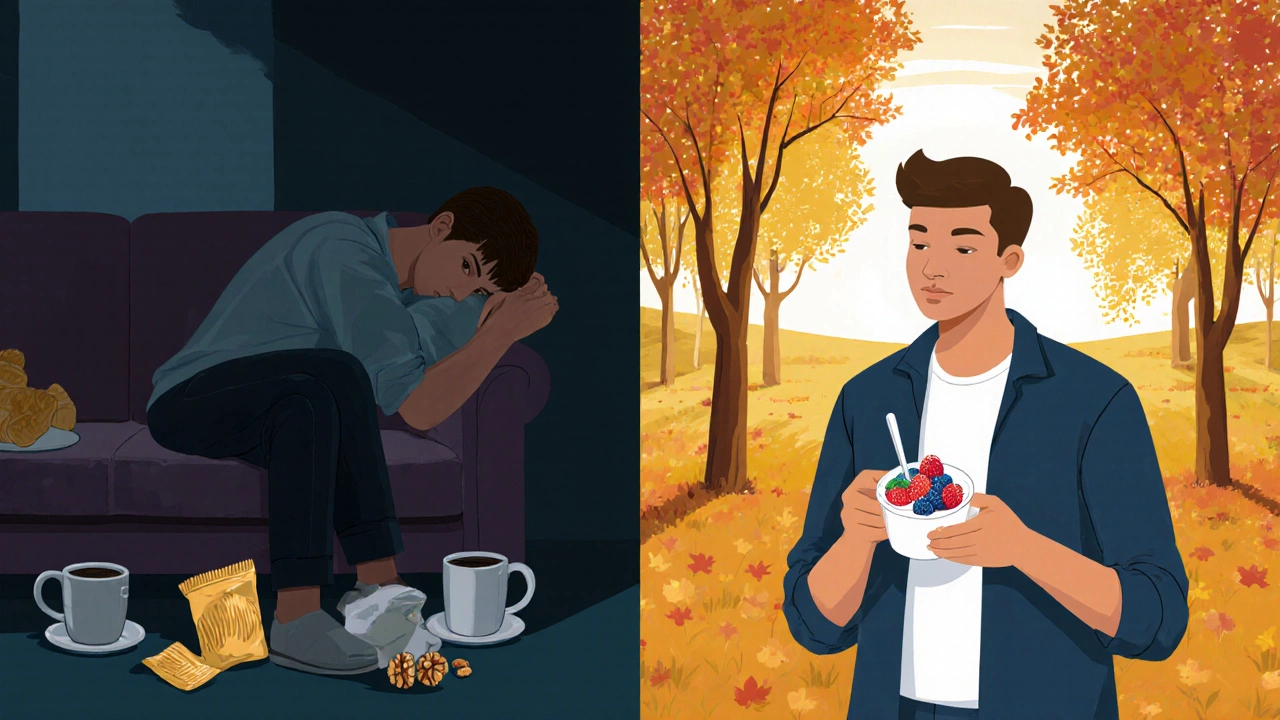 Контраст между упадком сил и восстановлением через правильное питание.