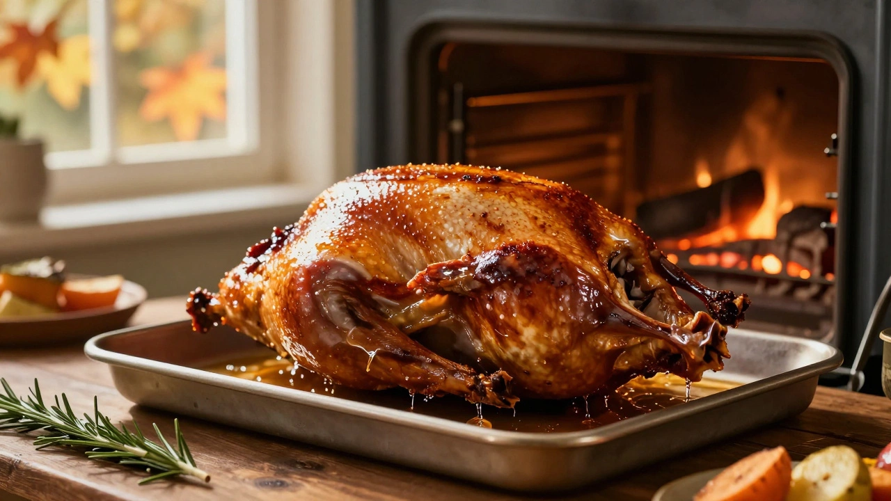 Утка, запеченная в духовке, с хрустящей кожей и сочной внутренностью.