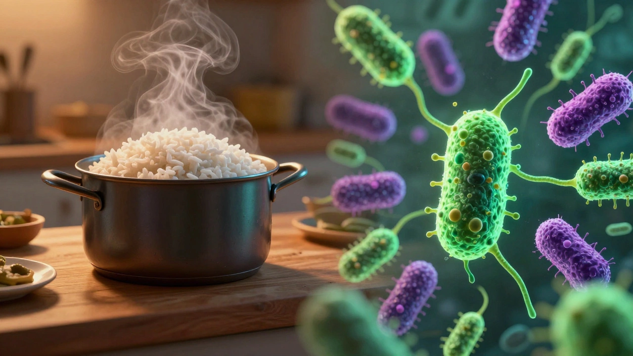 Концептуальное изображение размножения бактерий в еде при комнатной температуре